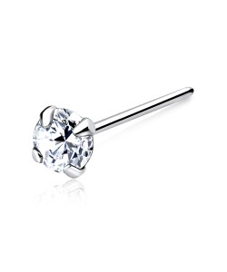 Round CZ Silver Straight Nose Stud NSKA-113-4